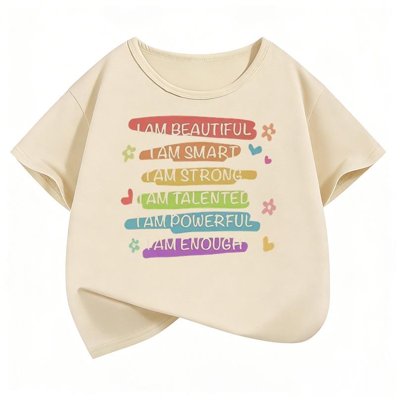 Lovely Fashion Letter Printed Funny T Shirts Short Sleeve Kids Childrens Tshirt Boys Girls Summer Spring Casual Top Tee Shirt