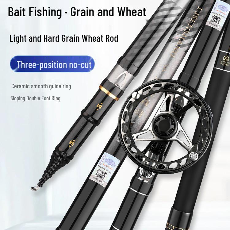 Super Hard 19-Tune Fishing Rod - Wheat & Corn Design, No-Cut Front-Casting, Lightweight Multi-Position Hand Rod Combo.