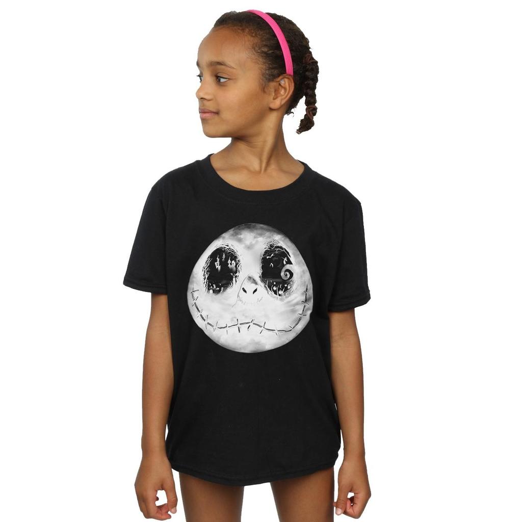 Disney Girls Nightmare Before Christmas Jack Moon Face Cotton T-Shirt