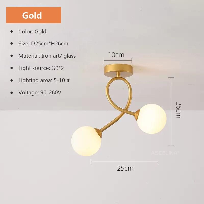 Современный стеклянный потолочный светильник в минималистском стиле с черным золотом и 1/2 головками для внутреннего освещения прихожей, прохода, балкона, прихожей, гардеробной
