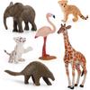 Childrens Wild Animal Pvc Model Set With Giraffe Tiger Elephant Flamingo For Educational Play