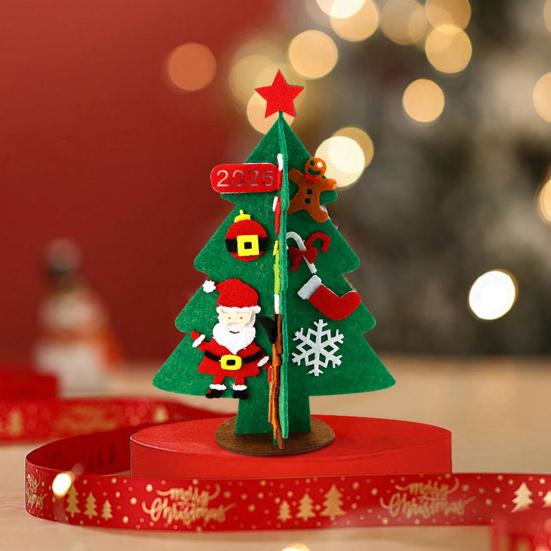 Войлочная новогодняя елка Мини-рождественская настольная фигурка DIY набор елки с Сантой