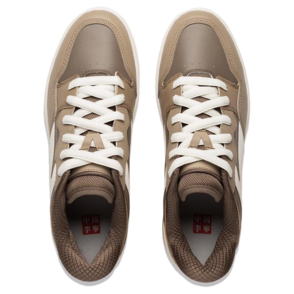 Li Ning Weiwu Pro Модные повседневные нескользящие прочные низкие кеды для скейтбординга Мужские кроссовки Коричневый Зеленый AEPV035-1