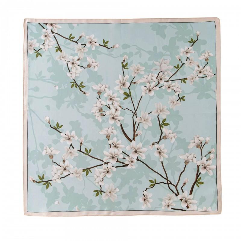 100% Mulberry Silk Square Scarf 53x53cm Floral Print Neckerchief Women