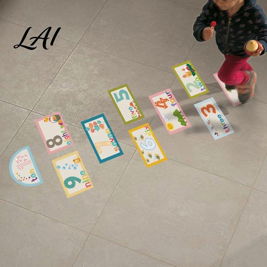 Non Residue Wall Stickers for School Number Hopscotch Floor Stickers English & Numbers Kids Learning Activity Space Decor Game Mat Colorful