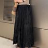 Женская юбка макси, эластичная юбка А-силуэта с высокой талией, плиссированная юбка, однотонная, с струящимся подолом, драпированная танцевальная юбка