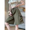 Women's Summer Thin Cargo Shorts 2026 New Loose Casual Wide-Leg Knee-Length Pants