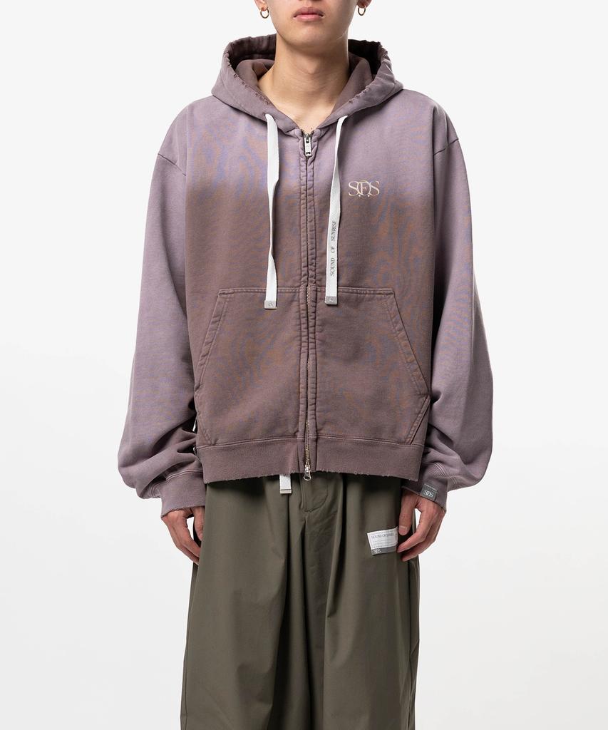 Sound Of Sunrise Sun Faded Like Zip-Up Hoodie Burgundy