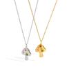 European and American cute cartoon colored zircon mushroom pendant necklace women's plated 18k gold stainless steel waterproof jewelry