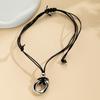 Женское ожерелье с подвеской из искусственной кожи, регулируемый неровный круглый кулон, завязывающийся узел, устойчивый к ржавчине, полированная поверхность, клубная вечеринка, чокер, шейное украшение