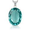 Certified 133 Ct Lab-Grown Aquamarine Pendant Oval Cut Gem In Solid 925 Silver AI-62-NS