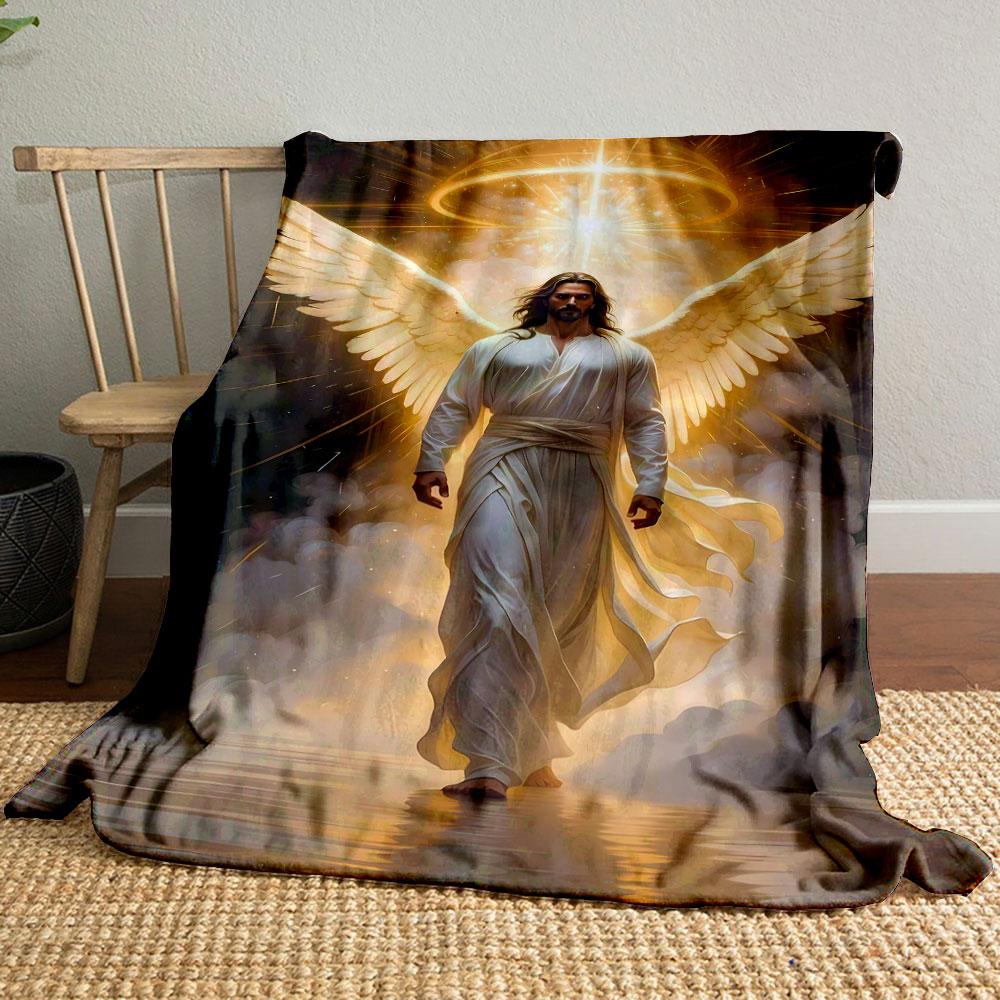 Winged Divine Figure Blanket Printed Blanket for Living Room Bed Couch lunch break Soft Cozy Blanket for Friend's festival Gift