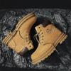 Men's Autumn High Top British Style Worker Boots Men's Mid-Top Leather Waterproof Desert Combat Working Boots