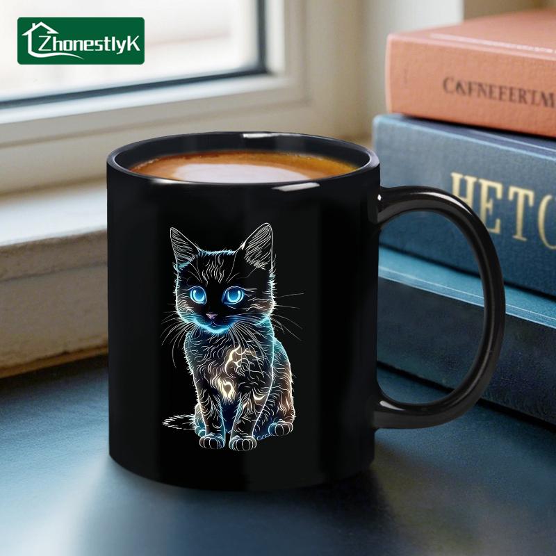 Милая Керамическая Кружка с Кошкой 3D Кружки для Завтрака Кофе Молочный Чай Водный Стакан Домашняя Посуда для Напитков