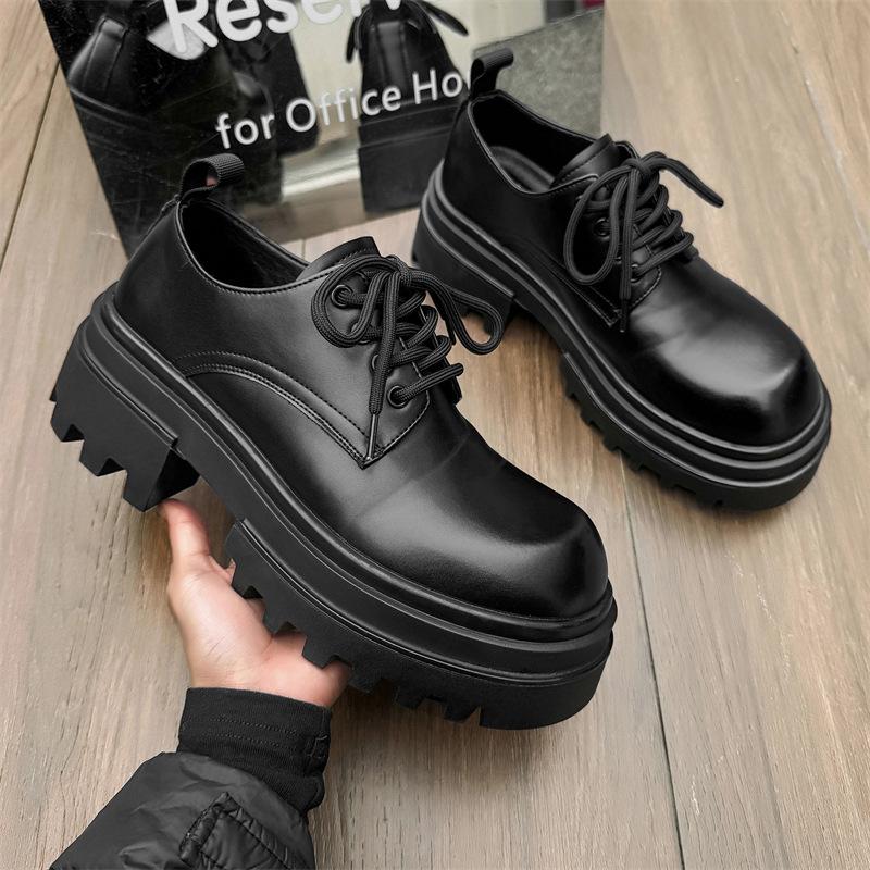 2025 новая мужская обувь на платформе, увеличивающая рост, туфли дерби, повседневная обувь высокого класса, черные кожаные туфли в британском стиле для мужчин 6631-J
