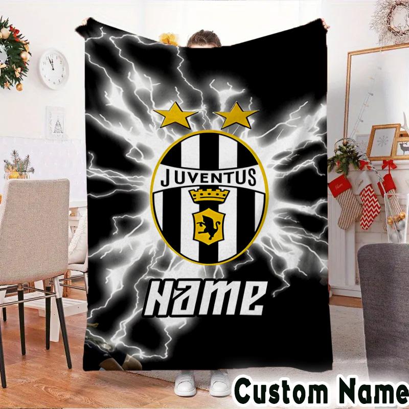Custom Name Juventus Sportive Throws Blanket Flannel Blankets for Couch Bed Gifts for Men Women Picnic blanket Christmas fan gifts