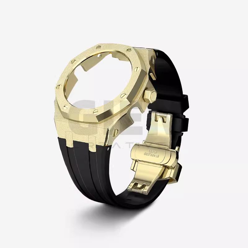 Для Casio G-SHOCK Farm Oak GA2100/GA2110 Набор ремешков из нержавеющей стали 316L Frost Gold Металлический корпус Браслет-ремешок GA-2100 GA-B2100