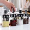 Kitchen Seasoning Jar Spoon Cover Integrated Glass Jars Household Oil Storage Pot Honey Bottle Brush Kitchen Bar Supplies