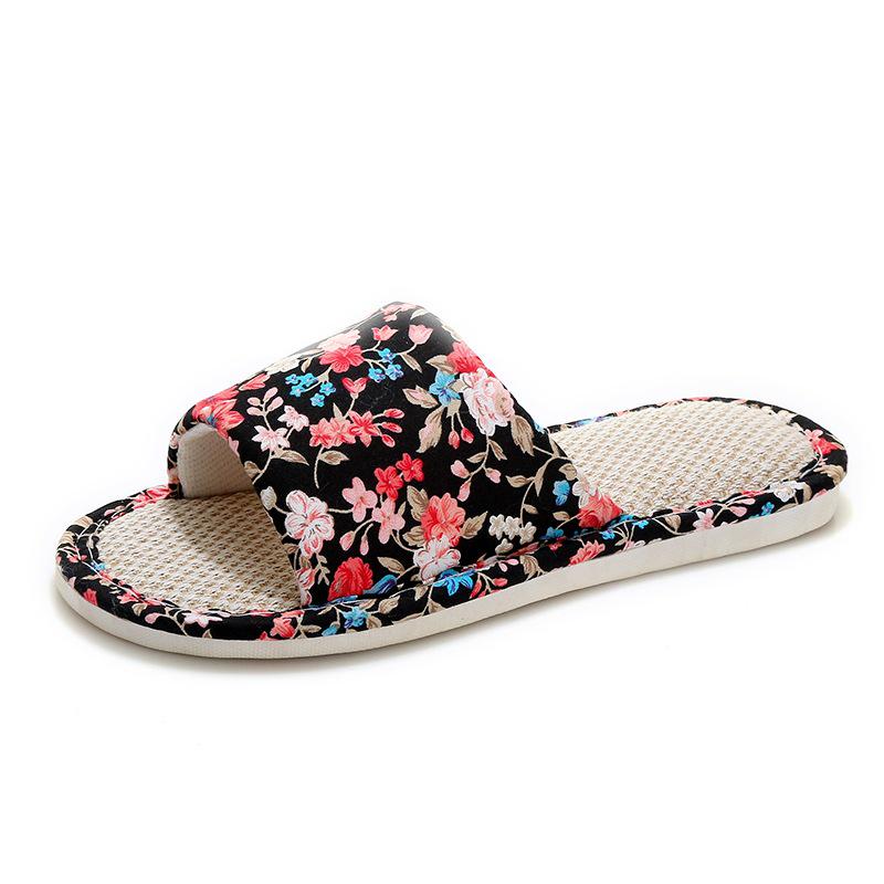 Бесшумные льняные сандалии: Нескользящая домашняя обувь из хлопка и льна для пар - толстая подошва, дезодорирующие, летние тапочки унисекс