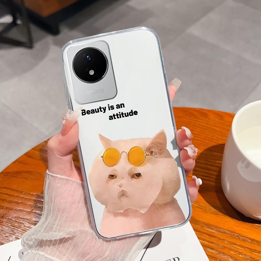 Для Vivo Y02 Y02A Y02S Y10 Y11 Y12 Y12a Y15 Y15a Y16 Y17 Y19 Прозрачные ТПУ Чехлы с Рисунком Морского Кита Ударопрочные Задние Крышки Для Vivo Силиконовый Корпус Телефона