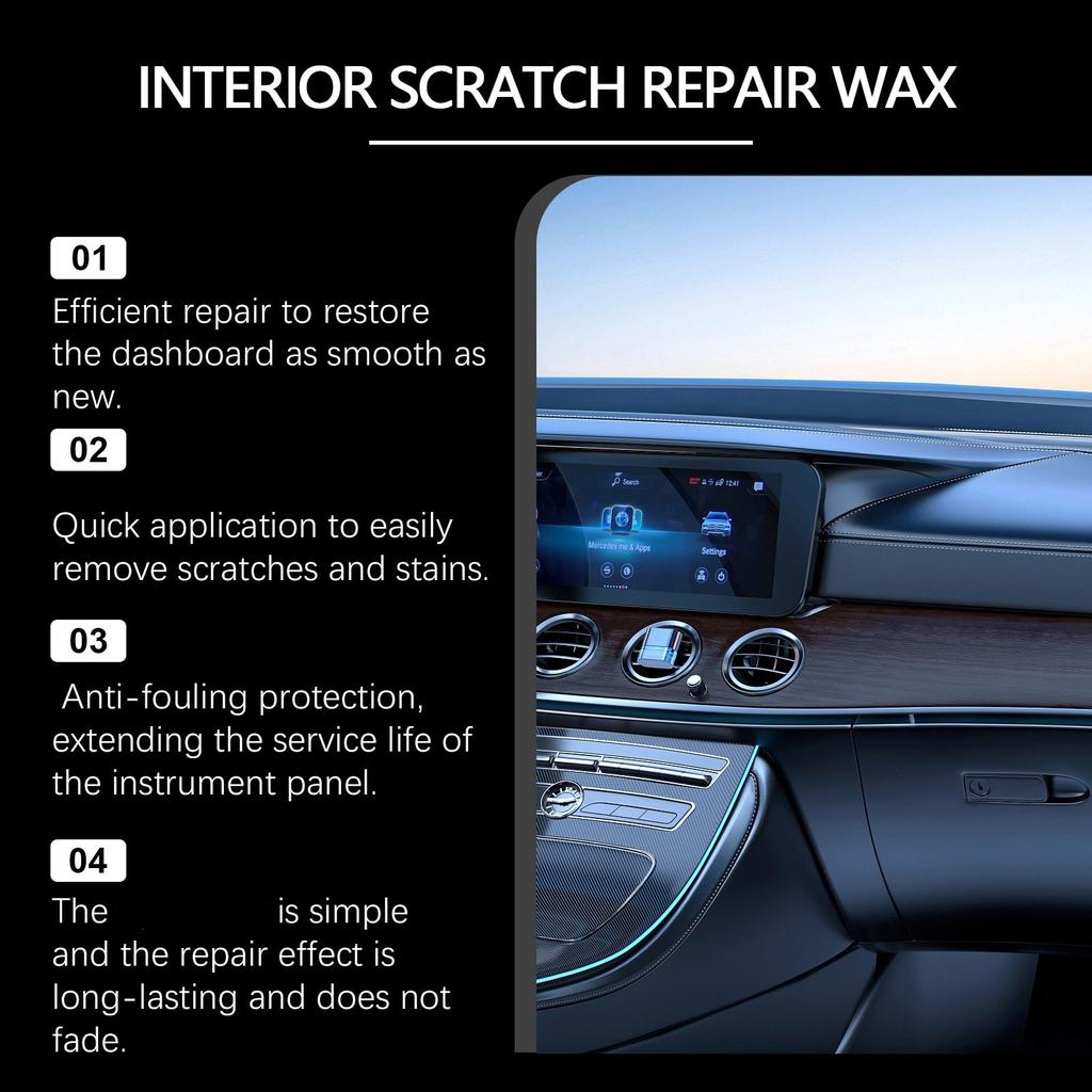 Car Dashboard Restorer 100g/3.53oz Scratch Repair Paste Universal Car Interior Scratch Remover with Sponge Polishing Wax