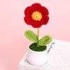 Handcrafted Wool-Knit Lavender & Red Daisies Potted Plant Ornament for Home or Office