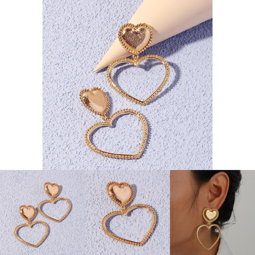 W240 Heartshaped Earrings With Electroplated Alloy For Wedding And Gift Giving