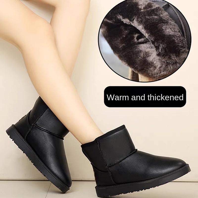 Плюс бархатные непромокаемые зимние ботинки с коротким верхом и низким верхом, осенне-зимняя утолщенная теплая обувь для женщин