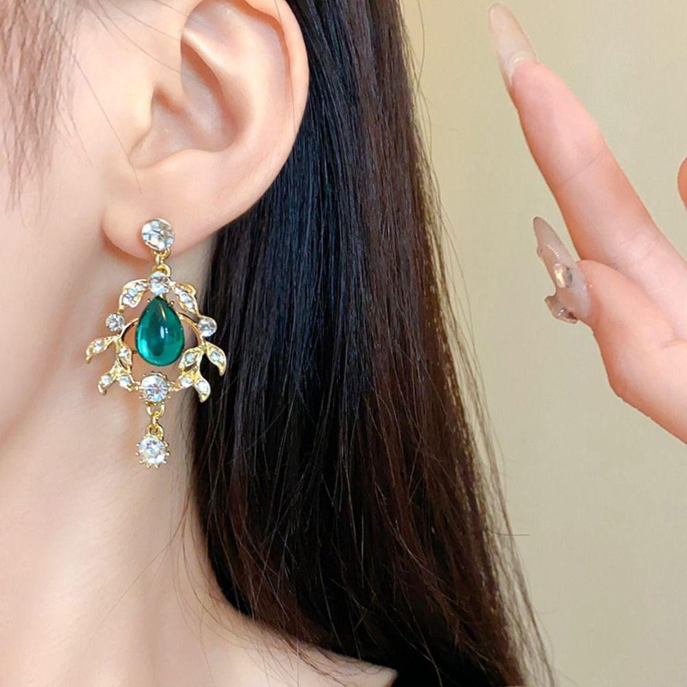 Многофункциональный набор украшений из зеленого кристалла в корейском стиле, сверкающее ожерелье, подарок на день рождения