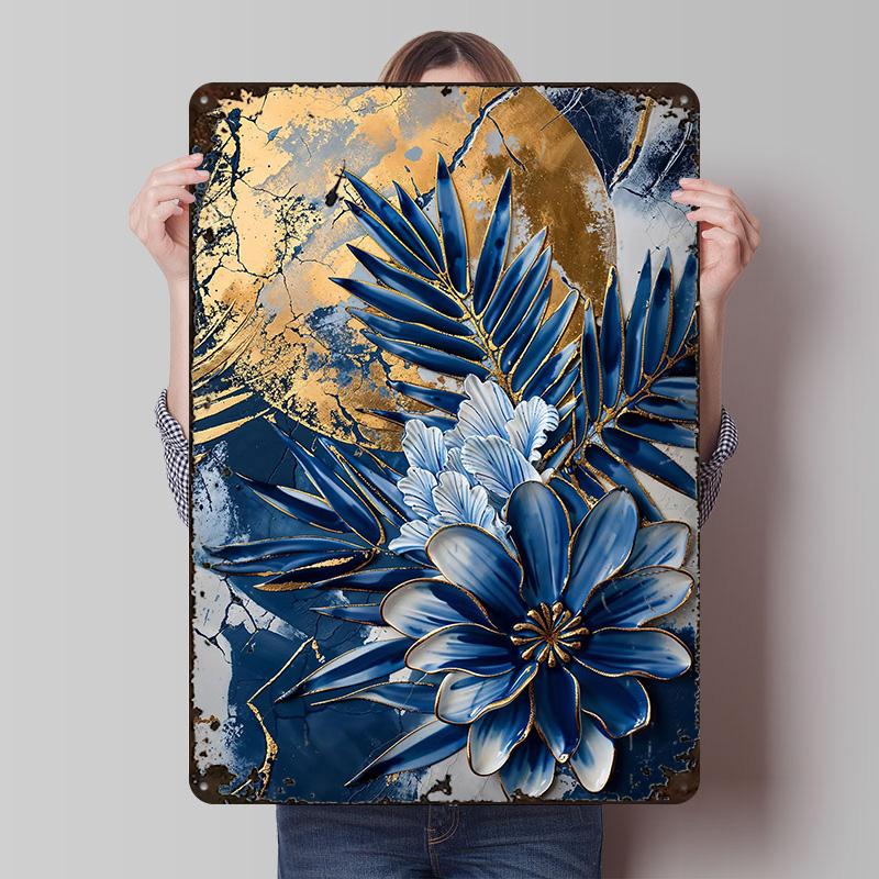 Porcelain Floral Kintsugi Printed Posters Customizable Wall Art Retro Vintage Metal Tin Signs for Home Room Decoration Gaming
