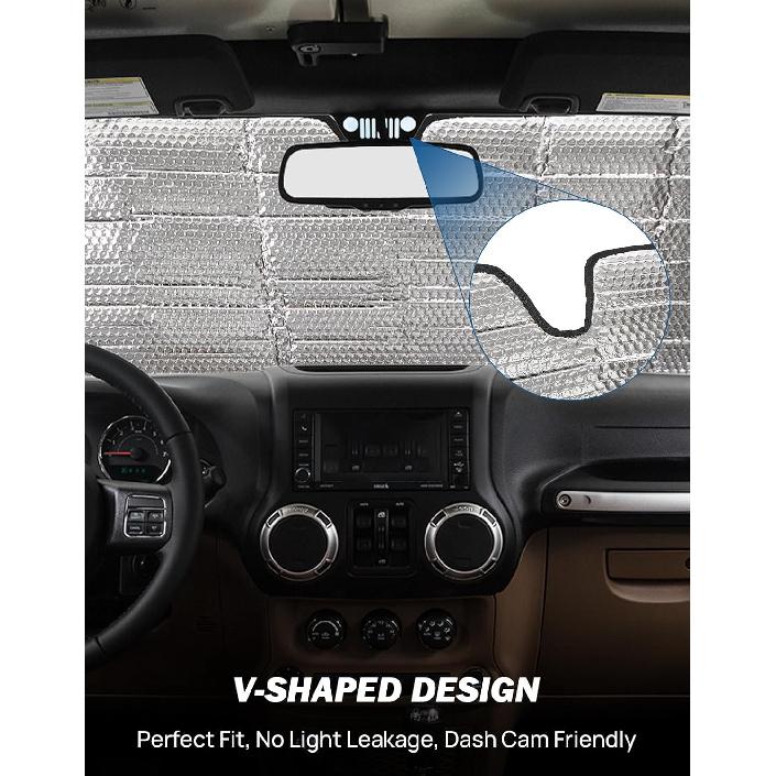JOYTUTUS Улучшенная солнцезащитная шторка на лобовое стекло, совместимая с Wrangler JK JKU TJ 1997-2018, Складная шторка на лобовое стекло JK, Козырек от солнца, Блокирует УФ-лучи, США