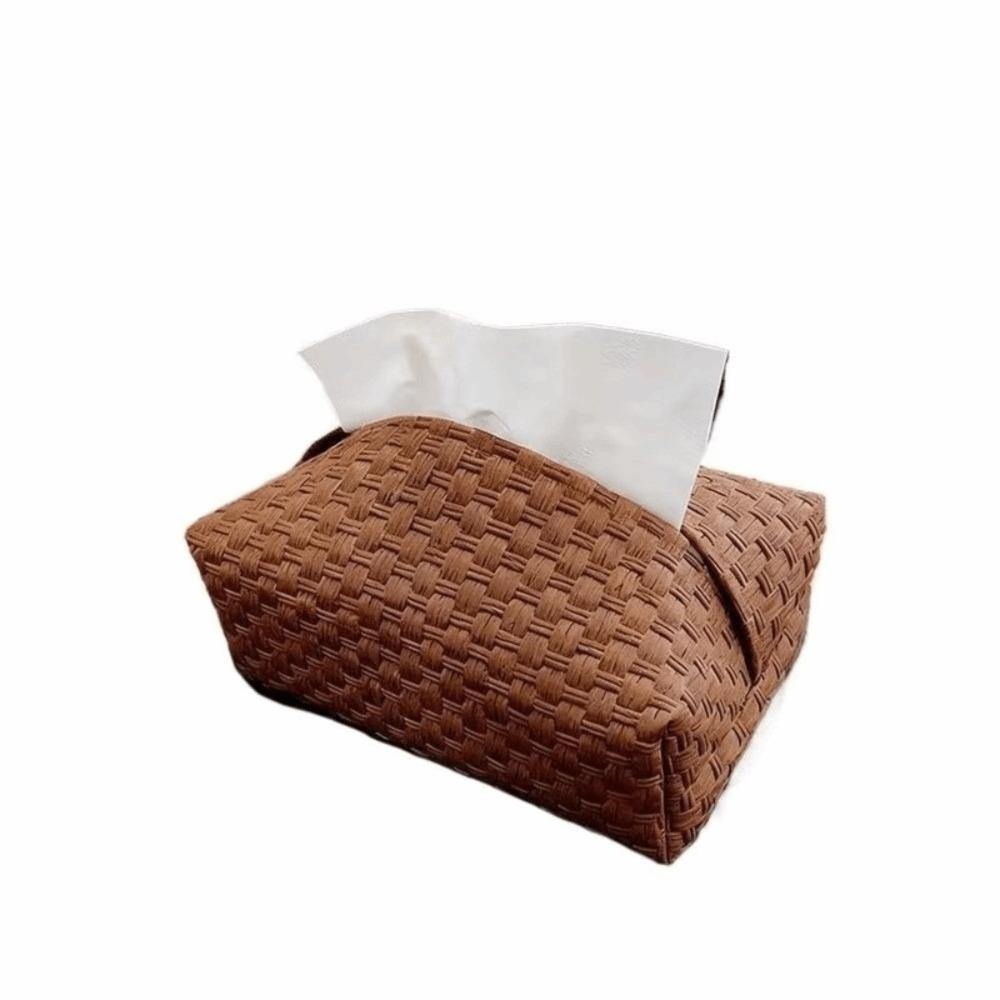 Vintage Woven Pattern Tissue Box Luxurious Tissue Holder Car Mounted Tissue Box Home Living Room
