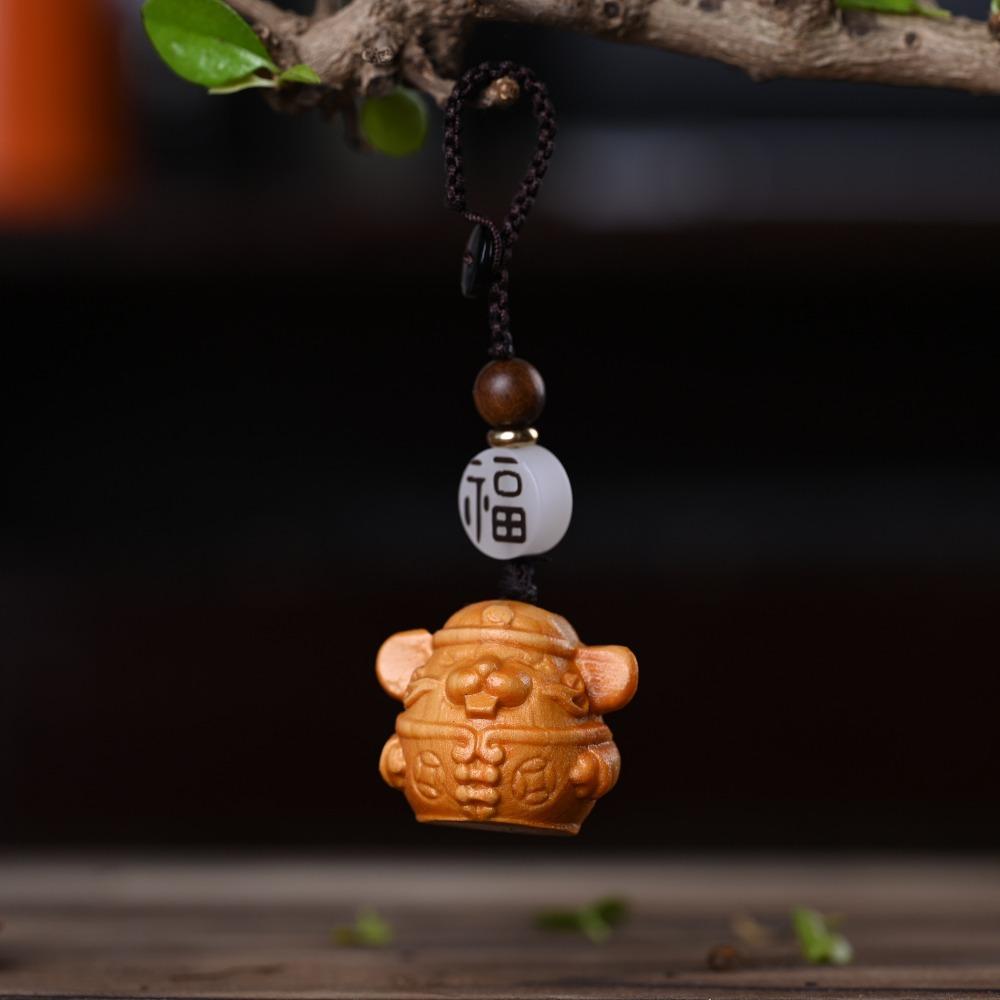 Chinese Zodiac Carving Twelve Zodiac Keychain Wooden Wood Little Animal Keychain  New Year Gift