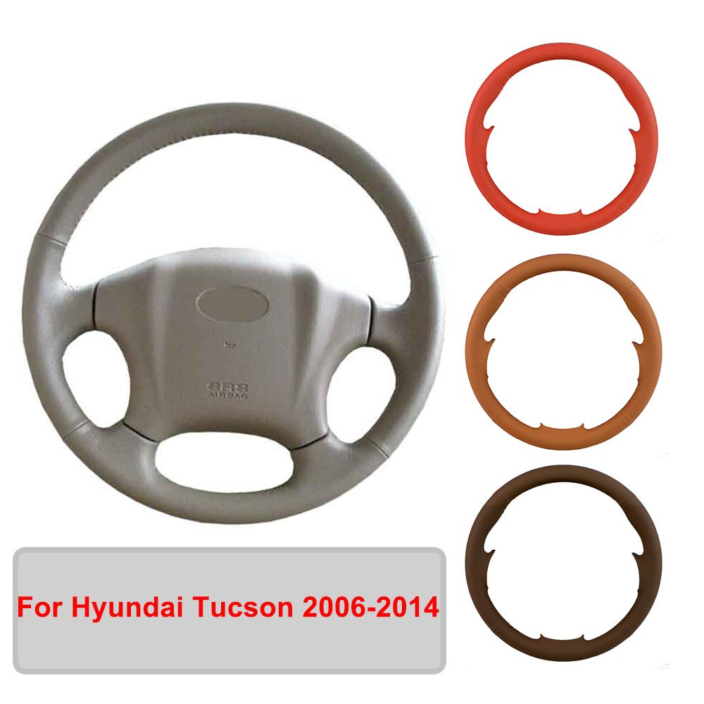Сшитый вручную чехол на руль автомобиля из искусственной кожи для Hyundai Tucson 2006-2014, оригинальный руль