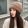 Новые осенне-зимние шапки для женщин Модная вязаная шерстяная шапка с надписями Однотонная универсальная студенческая теплая и холодная шапка