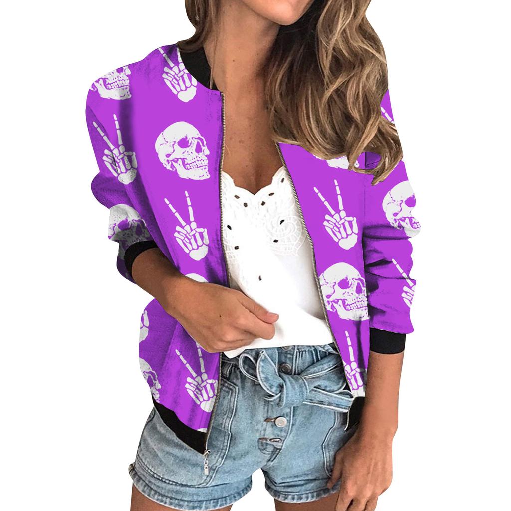 20256 autumn women's jacket zipper short 3D printing painted pattern women's fashion single item one generation