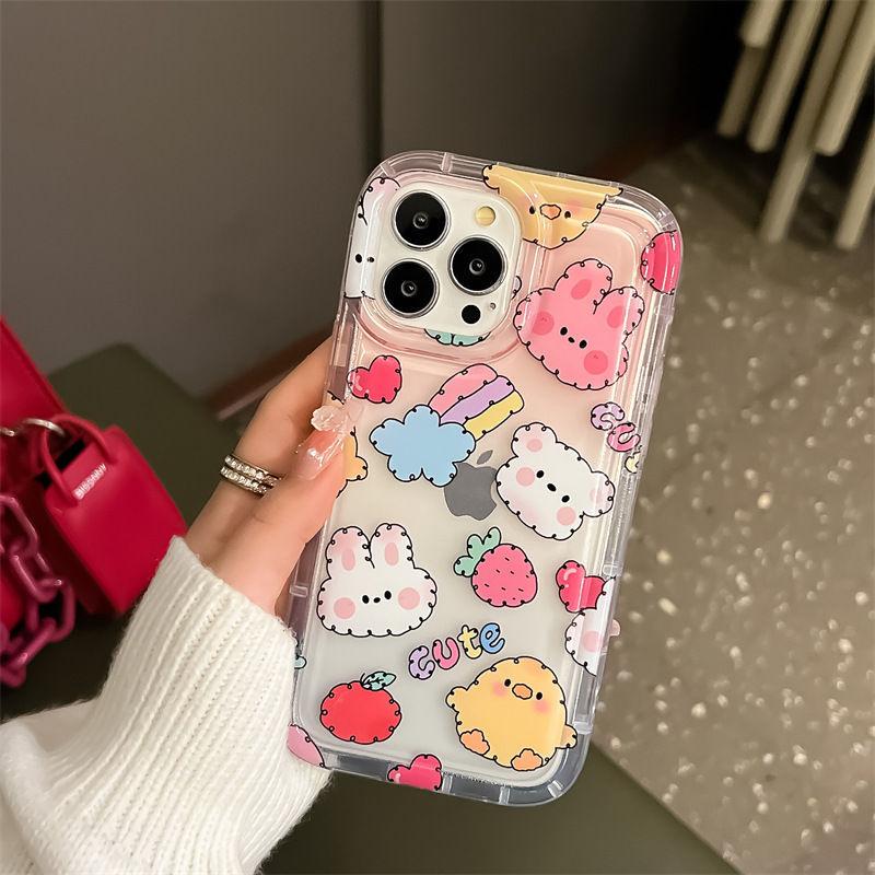 Ins розовый милый клубничный кролик чехол для мобильного телефона iphone17promax 13pro простой apple 16 пара 15