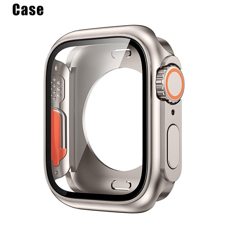Силиконовый ремешок + чехол для Apple Watch Band 44 мм, 45 мм, 41 мм, 40 мм, крышка из закаленного стекла, смена на Ultra для iWatch Series 8 7 SE 6 5 3