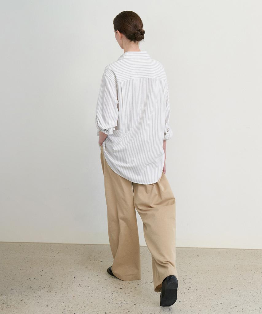 STEP AROUND Cotton Wide Relaxed Pants_Beige