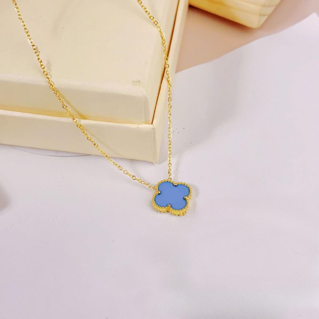 Ожерелье 'Счастливый четырехлистный клевер' 15 мм Двустороннее, не выцветающее, модная бижутерия