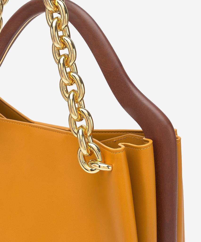 Bottega Veneta Chain Detail Woven Handle Mount Tote Bag - Light Brown / 667410V12J27720