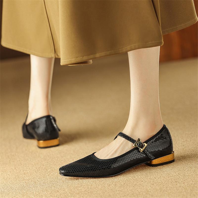 Модная новая весна/осень Натуральная кожа Женская обувь Туфли с квадратным носком для женщин Модные змеиные туфли Мэри Джейн Низкий каблук Женские туфли-лодочки