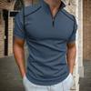 Мужские футболки с коротким рукавом для гольфа, повседневная легкая рубашка, стильная рубашка с воротником-поло на молнии до середины груди