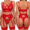 Sexy Erotic Lingerie Women Bra and Panty Garters 3pcs See Through Women Underwear Costumes