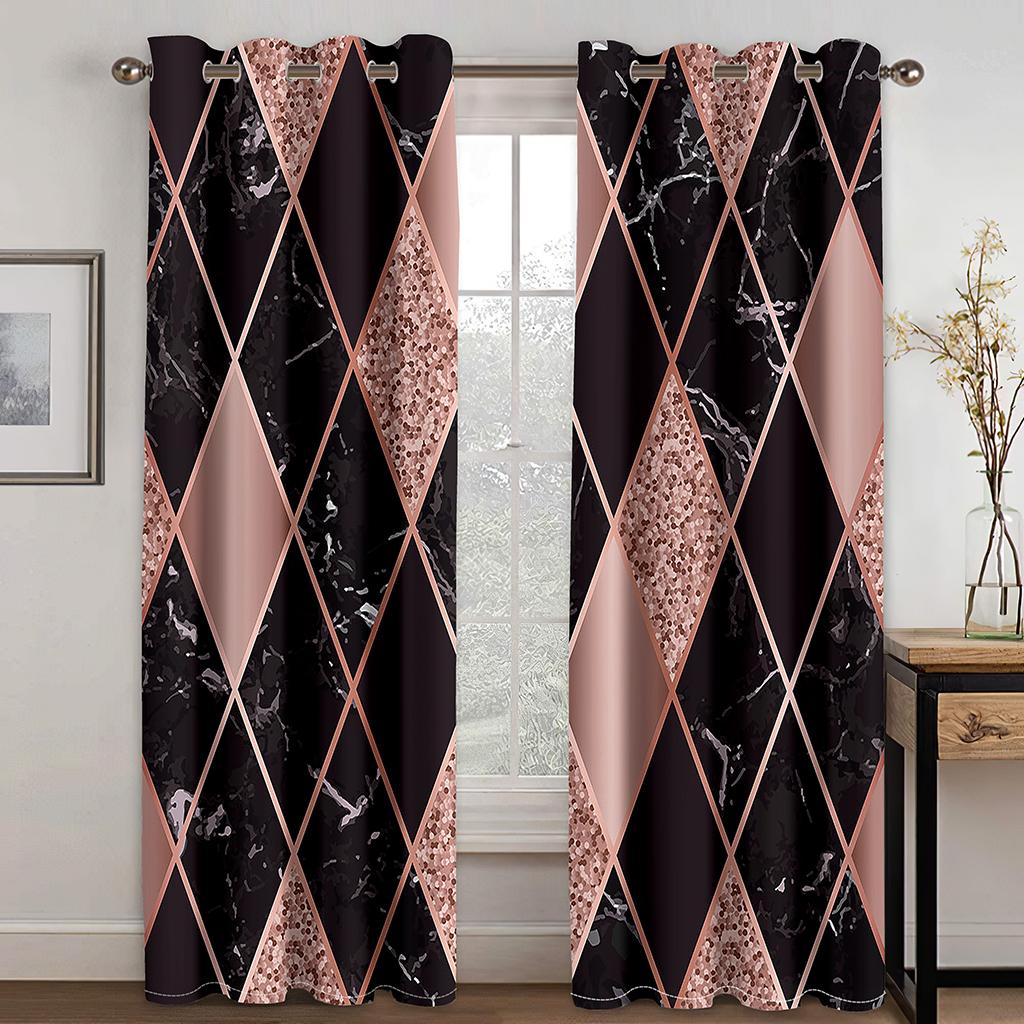 2 панели, роскошные черные золотые шторы, абстрактные геометрические шторы для спальни, гостиной, кухни, напольные жалюзи, шторы
