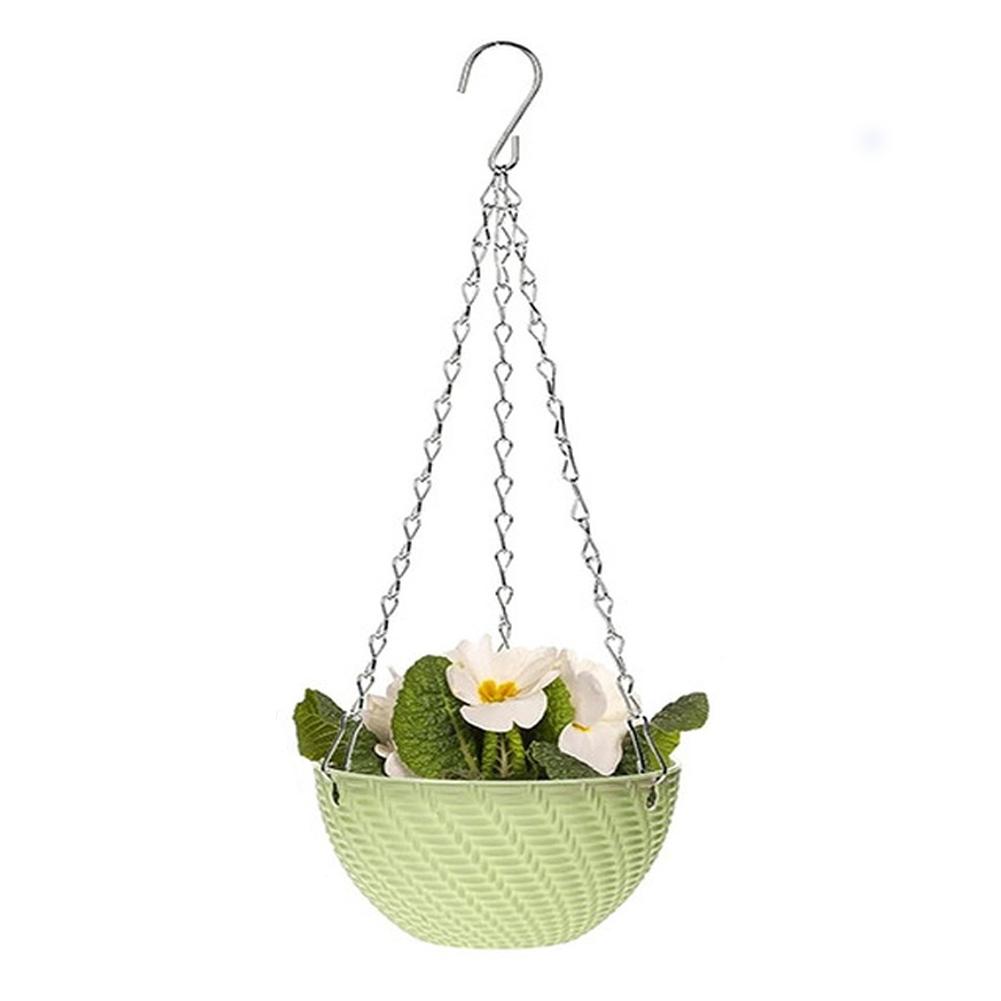 Plastic Hanging Basket with Drainage Holes and Rustproof Triple Chain for Indoor Outdoor Plants White Blue Pink Green Purple