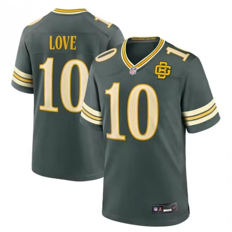 Green Bay Packers NFL Style Football Jersey 10 Love Embroidered Cotton Team Fan Apparel Men Wear