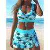 Женский тропический купальник бикини с кокосовой пальмой - Высокоэластичный, машинная стирка, купальник с деталью на шнурке