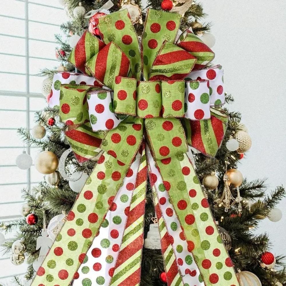 Large Green Bow Christmas Bow Ribbon Tree Topper Christmas Decorations  New Year Party