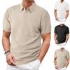 Spring Summer Mens Jacquard Polo Shirt Short Sleeve Heavyweight Casual T-shirt Turn-down Collar Button Up